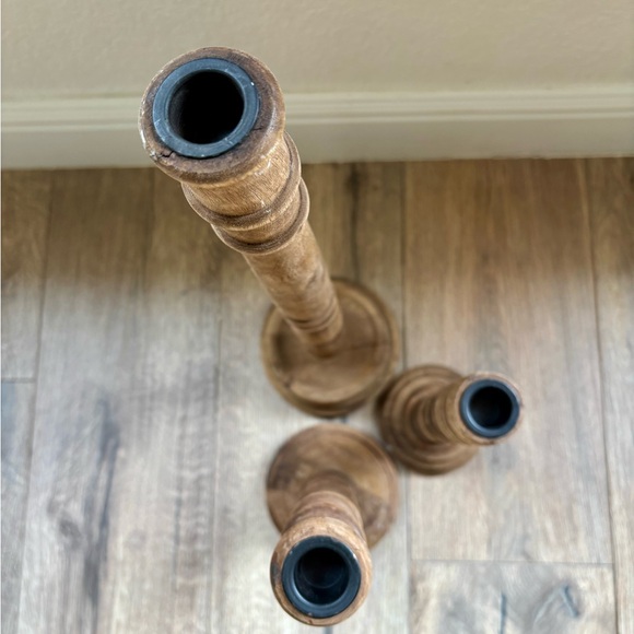 Magnolia Home Rustic Wooden Candle Holders Set of 3 French Farmhouse Modern - Picture 3 of 16